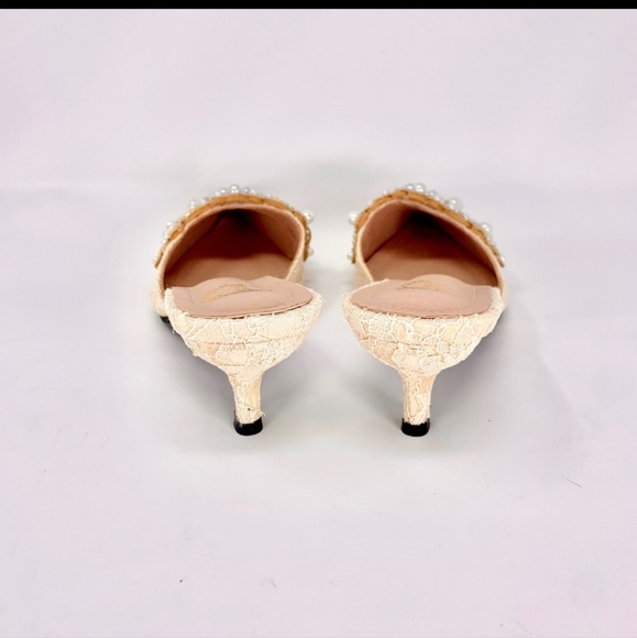 NWT - Bella Pearl Embellished Kitten Heel Shoes / Slides - Size 5 - Picture 6 of 8
